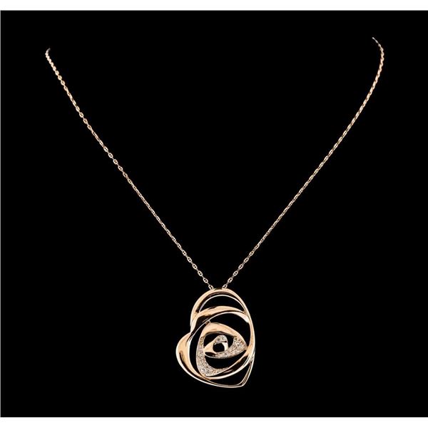 0.50 ctw Diamond Pendant With Chain - 14KT Rose Gold