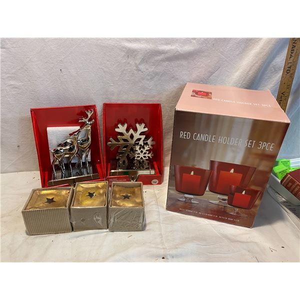 Christmas decor and candle holders