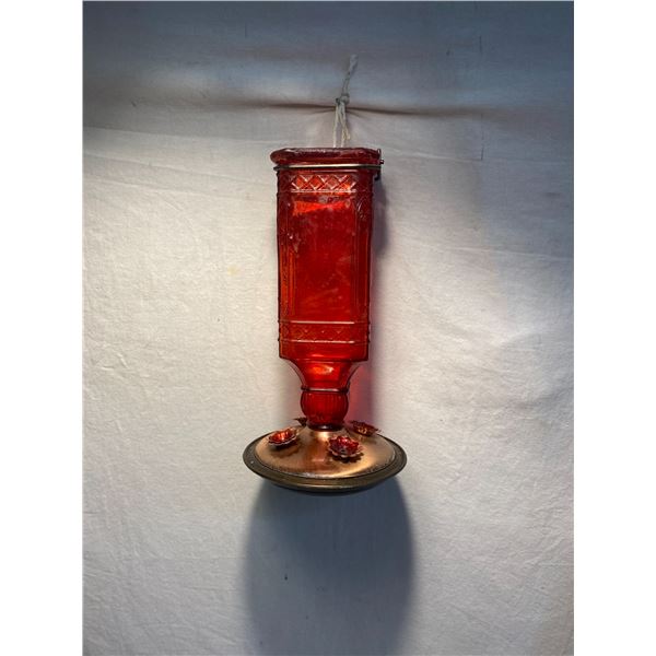 Glass hummingbird feeder