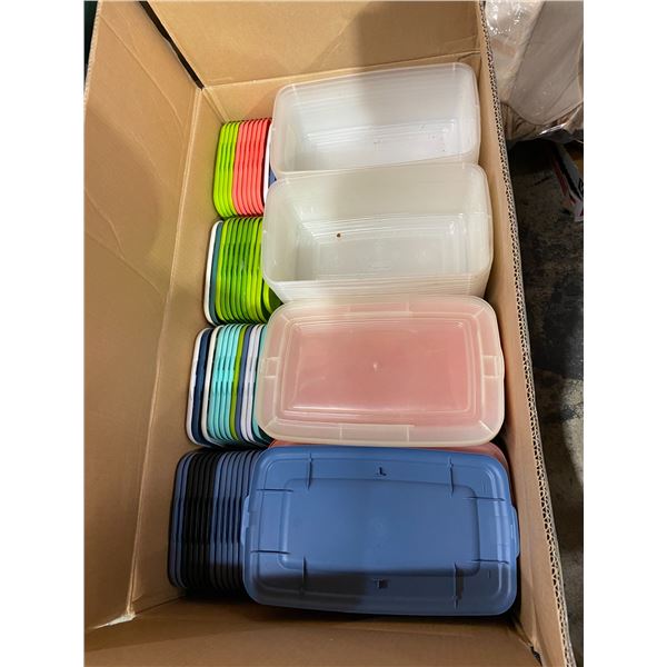Large lot of lidded containers