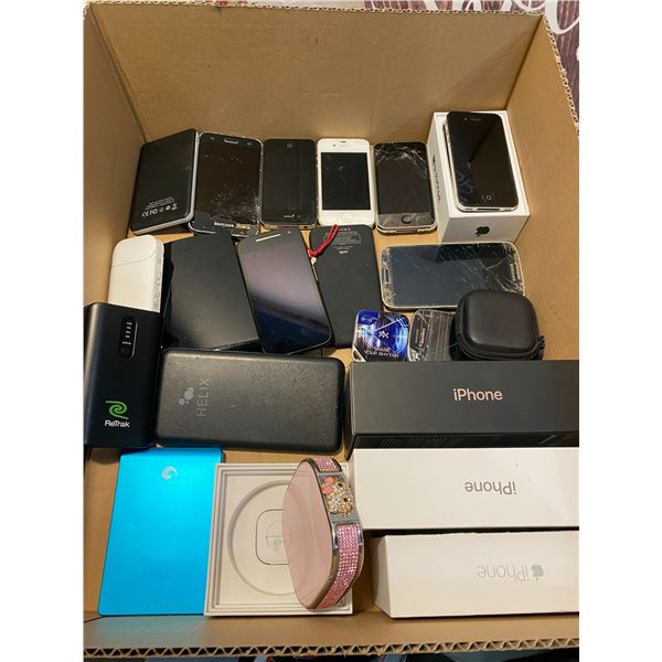 Lot phones and empty boxes etc