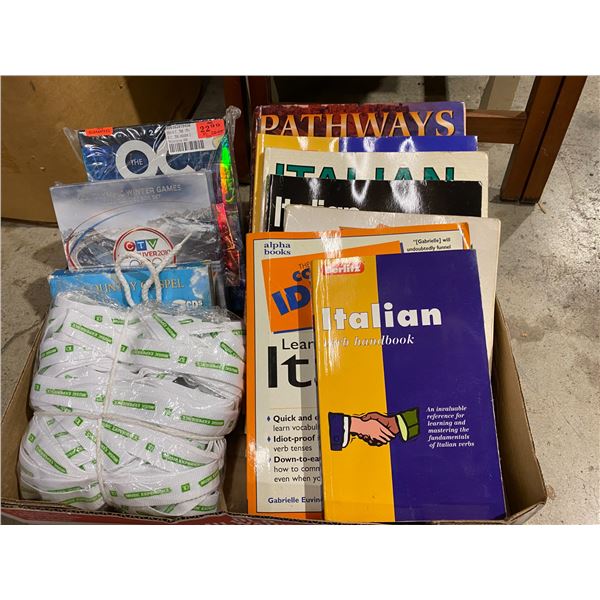 Dvds books and neck lanyards