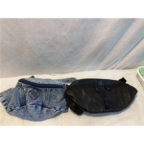 Black leather Fanny pack and Jean Fanny pack