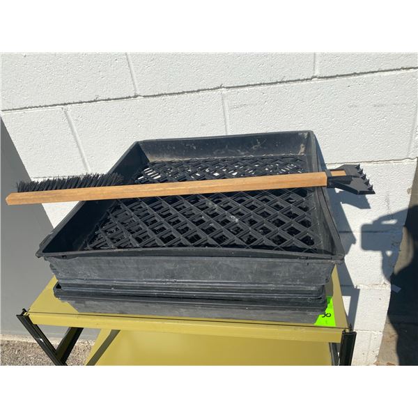 Planting trays and snow brush