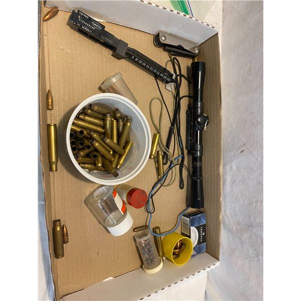 Assorted ammo related and bushnell scope