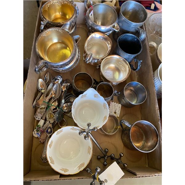 Silver plate and collector spoons etc
