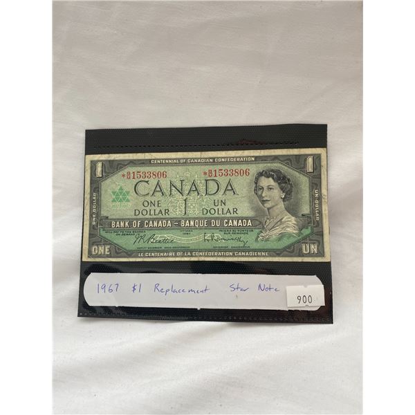 1967 $1 replacement star note