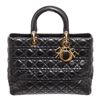 Image 1 : Christian Dior Black Leather Lady Dior Tote Bag