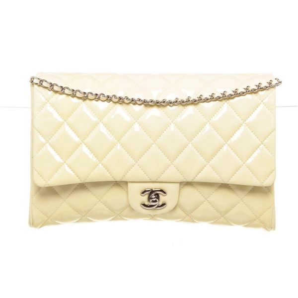 Chanel White Patent Flap Shoulder Bag