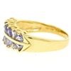 Image 6 : 14k Yellow Gold Dual Two Row 1.40 ctw 14 Trillion Cut Natural Tanzanite Band Rin