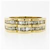 Image 4 : 14k Yellow Gold .95 ctw Baguette Cut Diamond Wavy Grooved Dual Row Band Ring