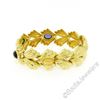 Image 3 : 14kt Yellow Gold 6.81 ctw Multi Gemstone Ribbed Wide Leaf Chain Bracelet