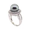 Image 4 : Tahitian Pearl and Diamond Ring - 18KT White Gold