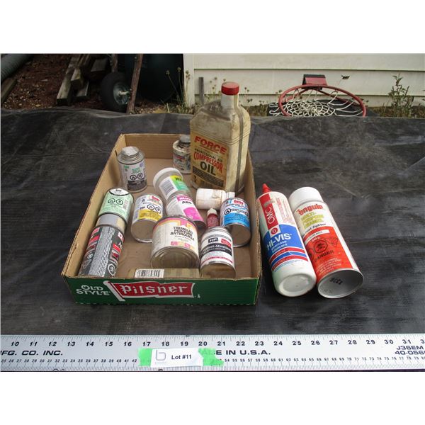 Air Compressor Oil, Enamel, Cement, Adhesive Partial Containers