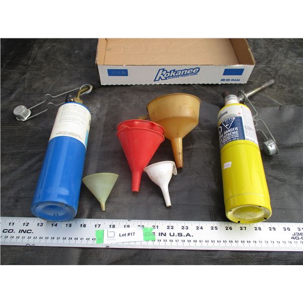 Funnels and Propane Torches (Bottles are partial)