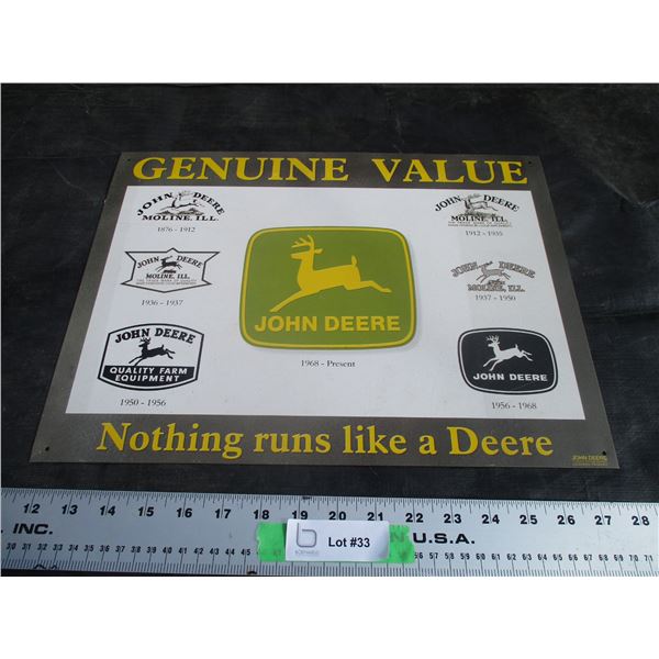 John Deere Tin Sign (12 1/4" x 16 1/4") 1999