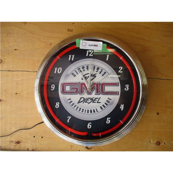 Gmc Clock GMC Diesel (Neon Clock) working