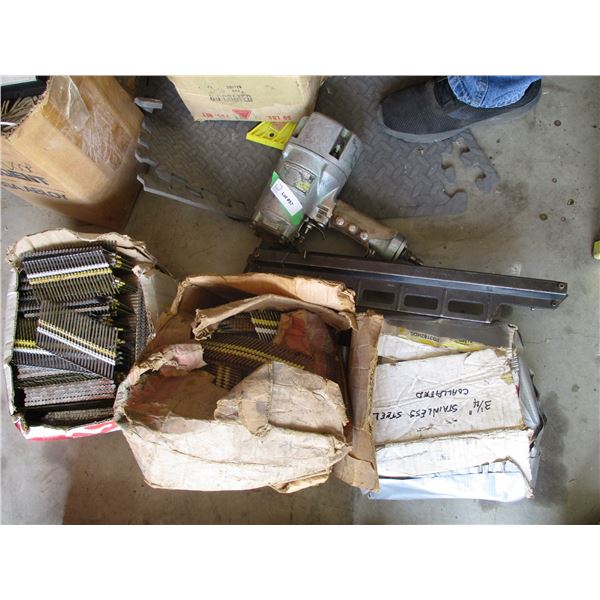 Hitachi Framing Spiker (Working) with 2.5" Boxes of Partial Nails (3 1/4" Nails)