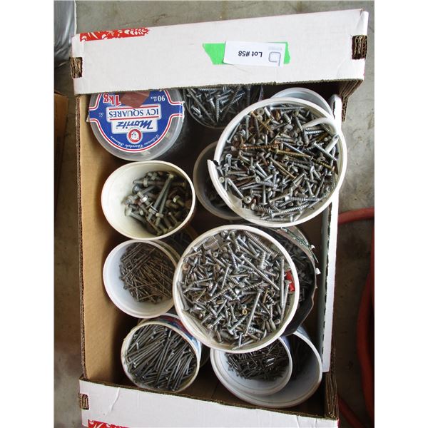 Box of Misc Nails, Screws, Bolts