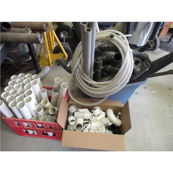 2 Plastic Tubs With abs Fittings, Central Vac Items