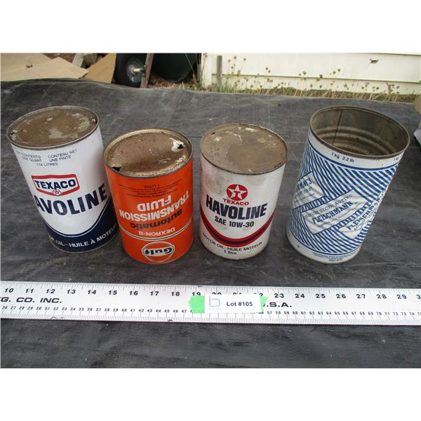 Texaco Havoline Oil Cans and Gulf Trans Fluid Can