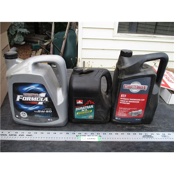 MotoMaster atf 5L Full and Duratran 5w20 Partial Container