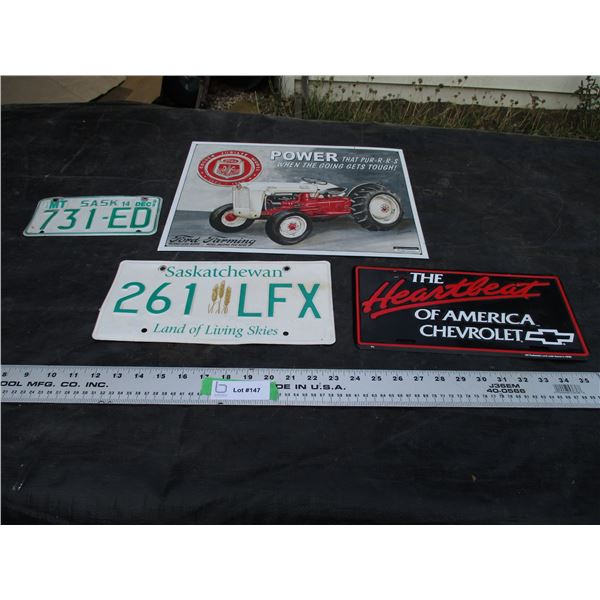 Ford 1997 Tractor Tin Sign, Plus 3 Plates