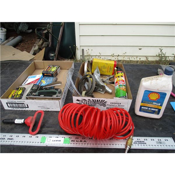 (2X THE MONEY) Bench Mark Stapler and Staples Plus Air Hose, Oil Spouts, Misc