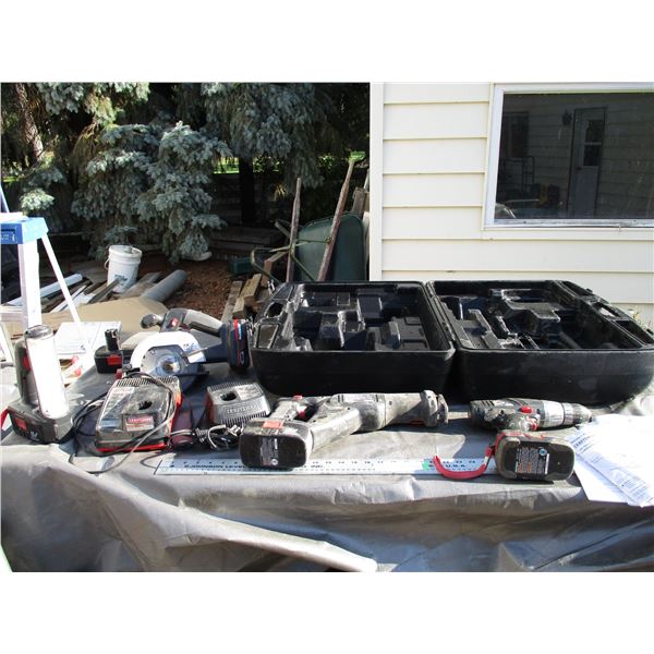 Craftsman Drill, Reciprocating Saw, Light Trim Saw, Batteries Chargers and Case, Manuals