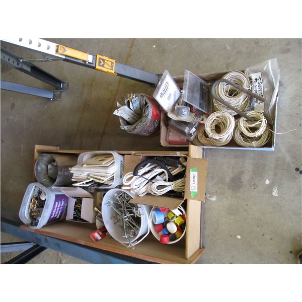 Wooden Shelf with Peg Board Hooks, Wire, Plus misc