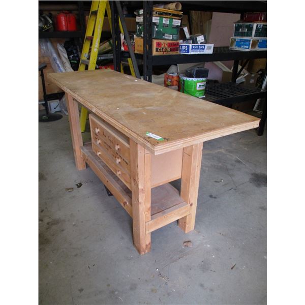 72" x 24" x 34" Tall Work Bench Wooden