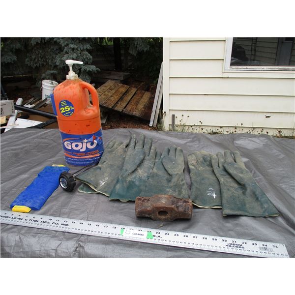 Go Jo Hand Cleaner (Feels Close to Full) Gloves Sledgehammer Head and Misc