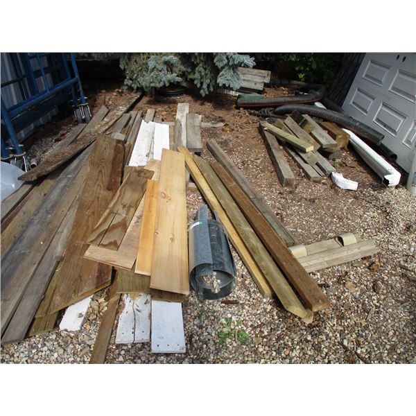 Lot of lumber, water house and downspout misc