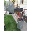Image 1 : Metal Garbage Can with 6 Garden Tools