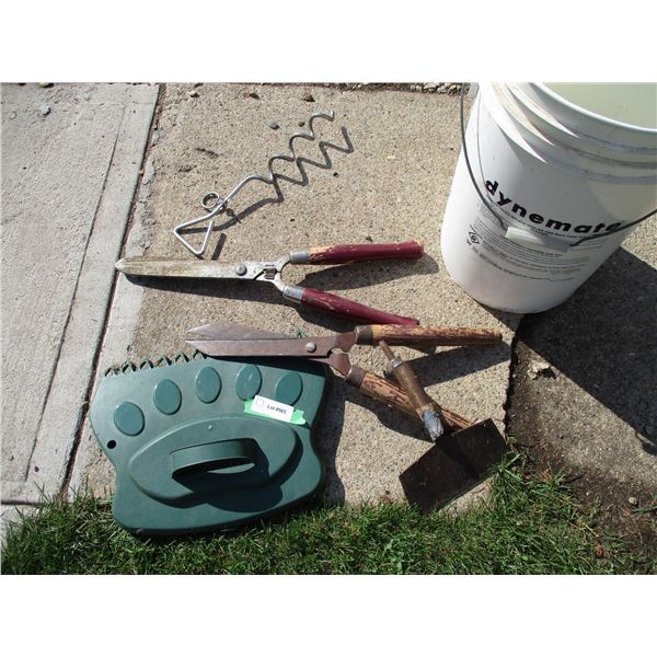 2 Hedge Trimmers, Tie Downs and Hand Rake