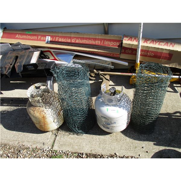 Meshwire With (2) Propane Tanks