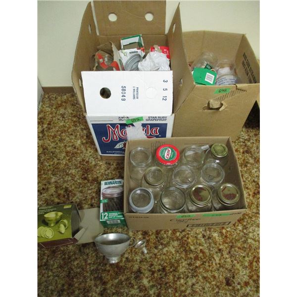 Lot of Jars, Lids, Funnel