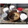 Image 1 : Fire pit rim, tile adhesive, drywall filler, plus misc