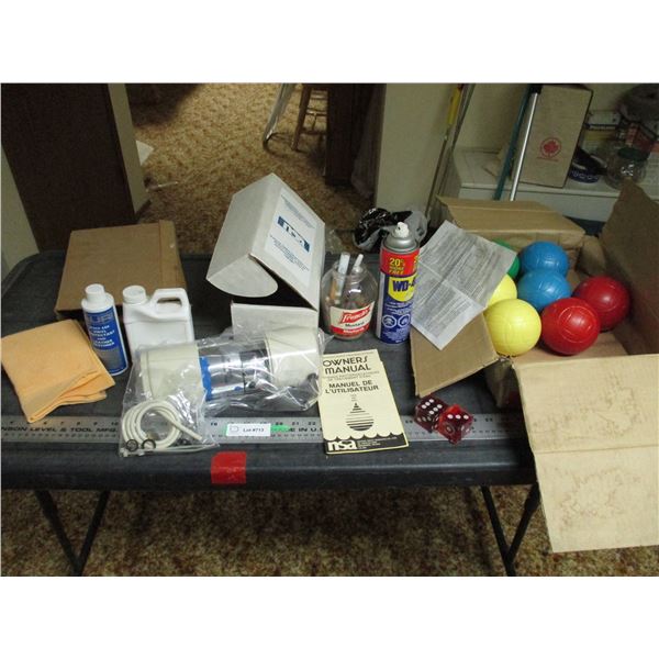 Water treatment system, Bocce Balls (not complete) plus misc