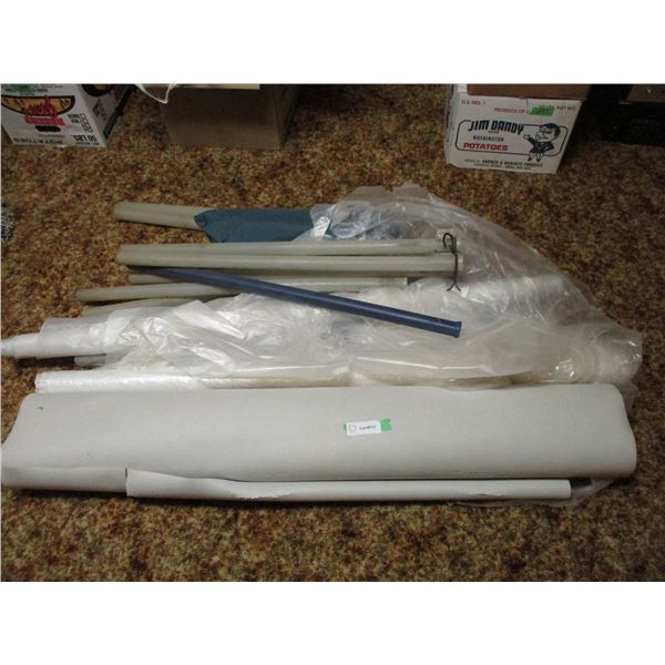 Rolls of plastic, carpeting plus misc