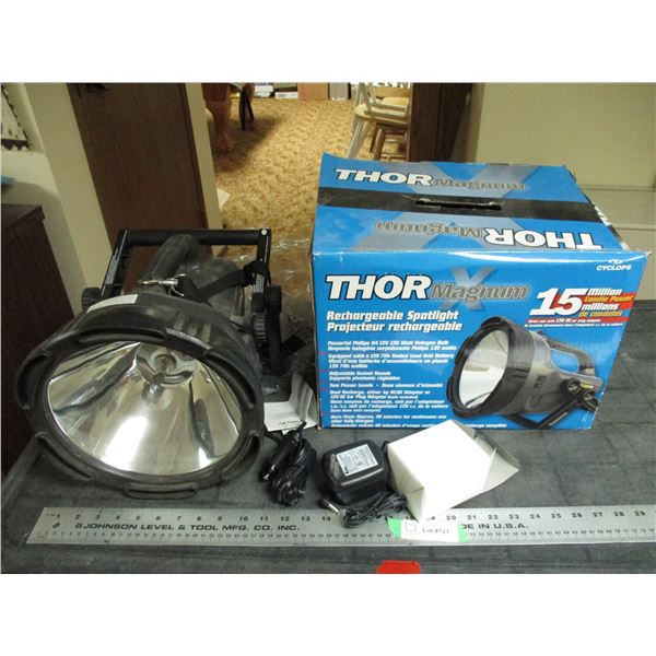 Thor Magnum rechargeable spotlight (15 million candle power) with charger, like new