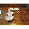 Image 1 : CorningWare with 3 glass lids (2 have chips), Glass pie plates