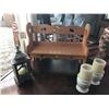 Image 1 : Small Decorative Wood Bench w Hearts, 2 Candle Holders & Lantern