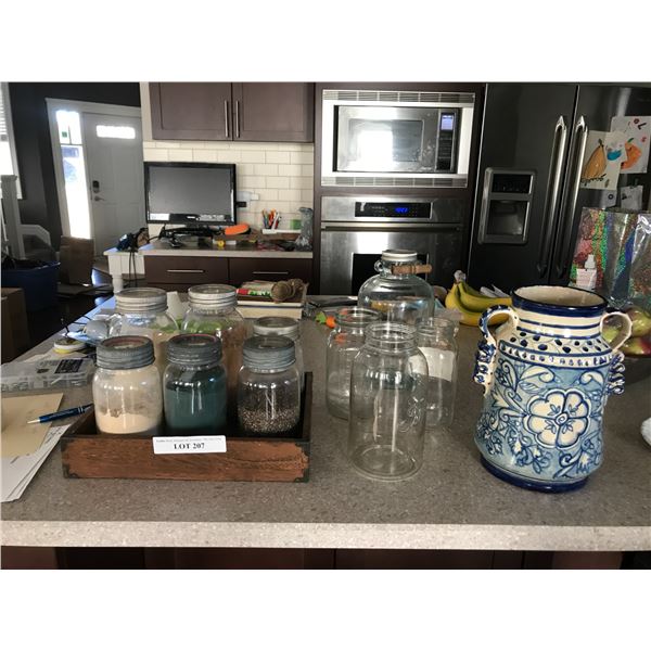 Canning Supplies, Blue/White Ceramic Canister, Spirulina/Maca/Cacao/Chia Seeds/Vanilla & Chocolate P