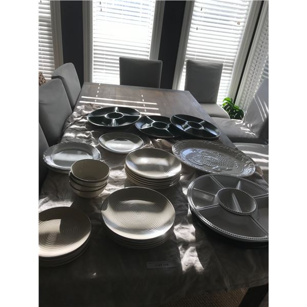 Turkey Platter, 4 Lg Condiment Dishes & Assorted Plates/Bowls & Egg Cups