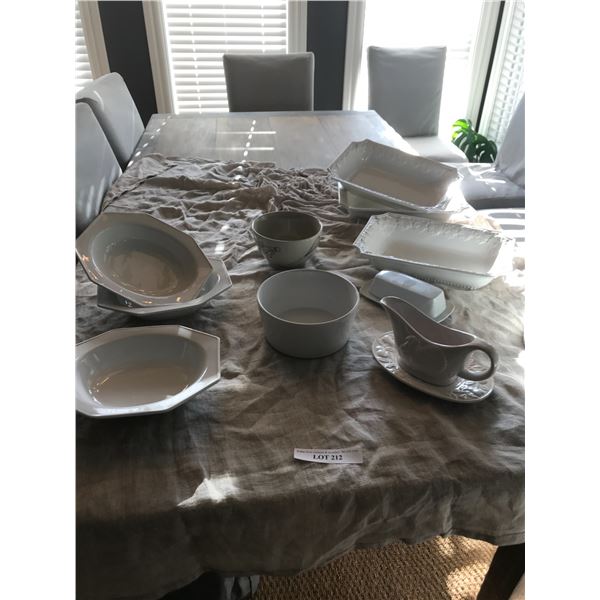 Gravy Bowl, Butter Dish & Assorted Serving Dishes