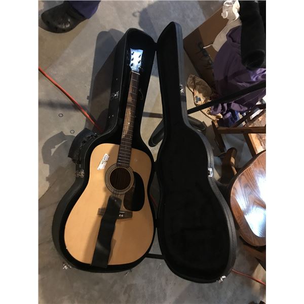 J. Turner Acoustic Guitar (missing 1 string), Guitar Case & Black Music Stand