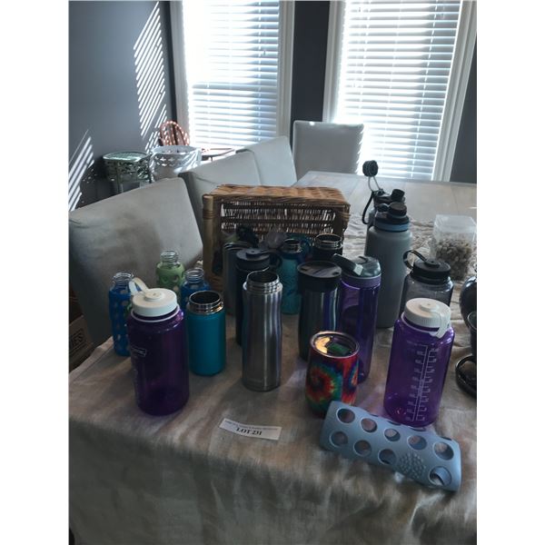 Wicker Basket, Lg Selection of Water Bottles & High End Baby Bottles