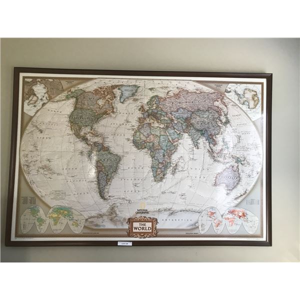 Huge National Geographic Framed World Map