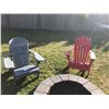 Image 3 : 4 Red and Grey Adirondack Chairs & Side Table